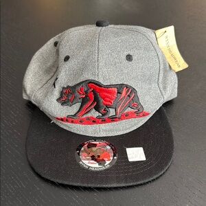Wynn Headwear Cali Gray Black blk red Bear Snap Back cap hat